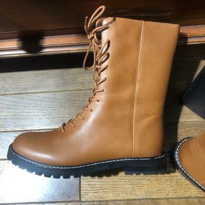 J.Crew Gwen Lug Sole Lace Up Leather Boots Rich Oak 8(New w/original packaging)